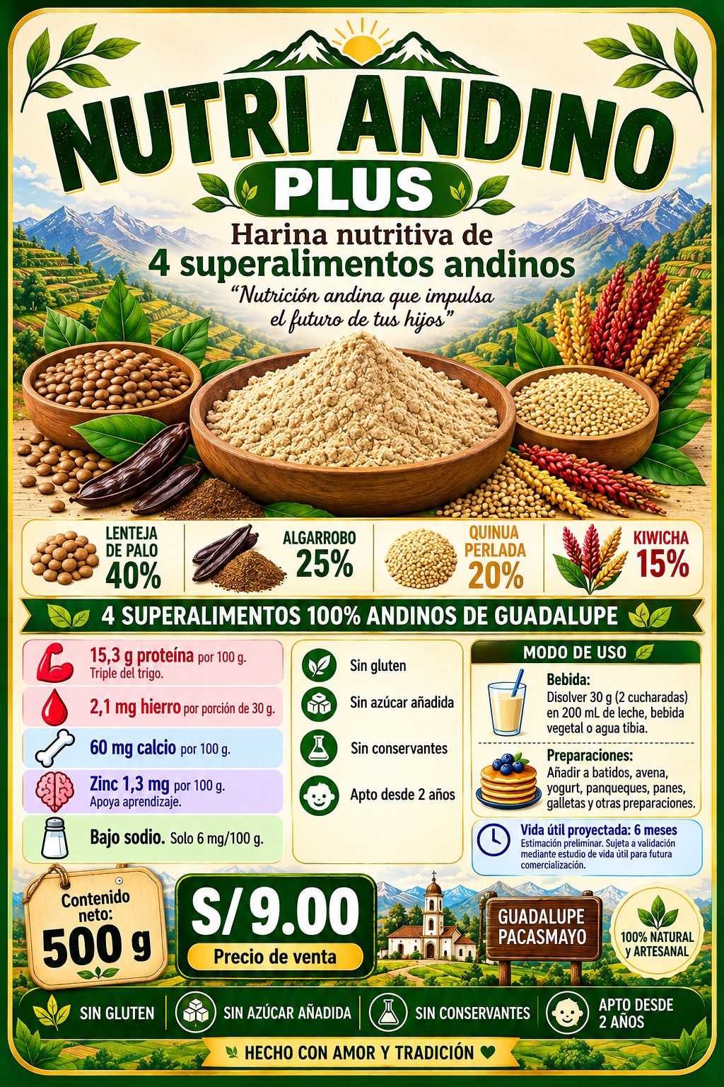 Etiqueta del envase de 500 g