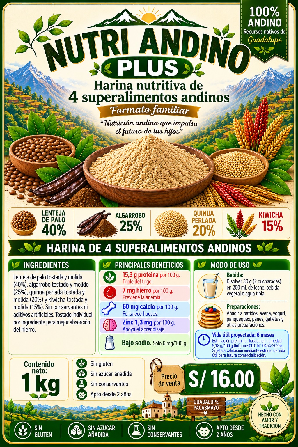 Etiqueta formato familiar de 1 kg